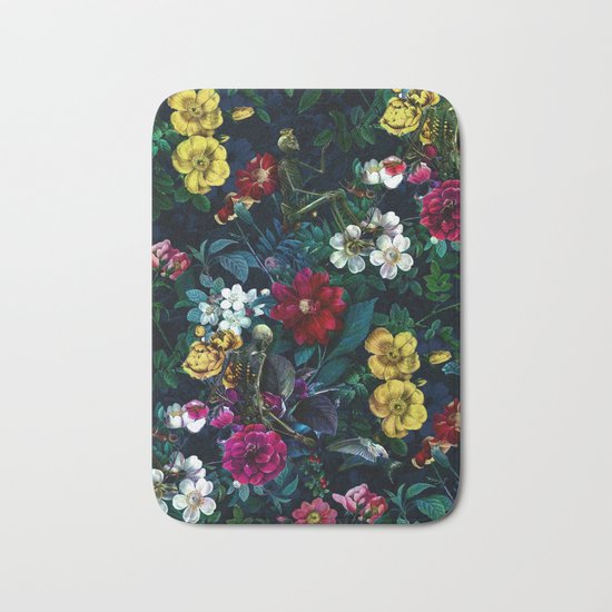 Flowers and Skeletons Bath Mat