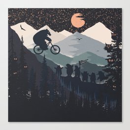 MTB Bear Biker Canvas Print