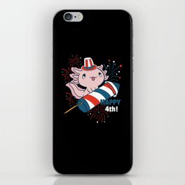 Happy 4th Cute Axolotl With Fireworks America iPhone Skin