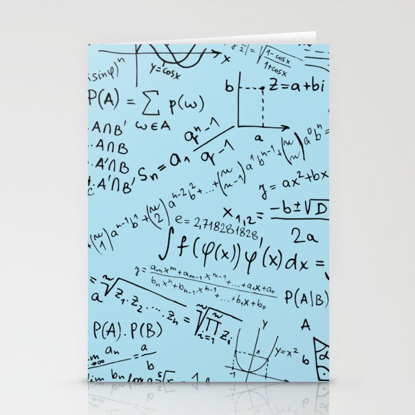 Math Geek Print, Math Equation On Blue Background Pattern Stationery Cards