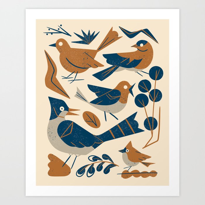 Woodland Songbirds Art Print