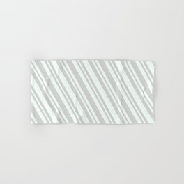 [ Thumbnail: Mint Cream and Light Gray Colored Stripes/Lines Pattern Hand & Bath Towel ]