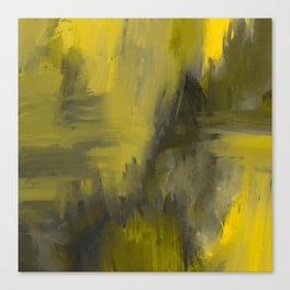 Accomplish 21 - Abstract Modern - Lemon Yellow Olive Green Avocado Gray Canvas Print