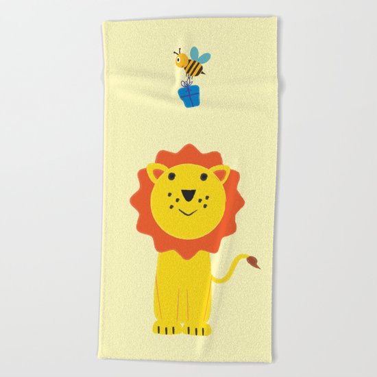 Lion and bee Beach Towel