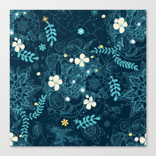 Dark floral delight Canvas Print