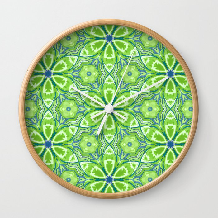 Green Geometric Meadow Wall Clock