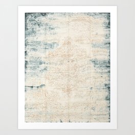 very worn blue and beige carpet Art Print