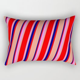 [ Thumbnail: Dark Salmon, Blue, Red, and Violet Colored Lines Pattern Rectangular Pillow ]