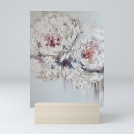 Delicate white peony buds. Gorgeous abstract flowers in pastel colors. Mini Art Print