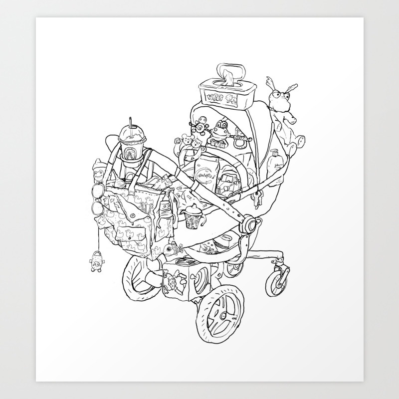 Coloring For Real Grownups. Stroller Art Print By Stacyinnerst - Coloring For Real Grownups. Stroller Art Print By Stacyinnerst