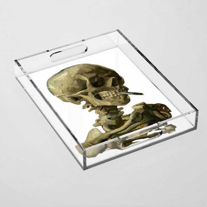 Vincent Van Gogh Skull With Burning Cigarette (Reproduction)  Acrylic Tray