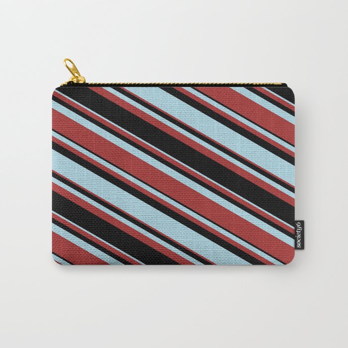 Light Blue, Brown, and Black Colored Stripes/Lines Pattern Carry-All Pouch