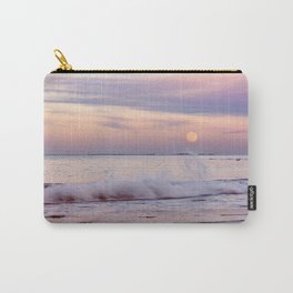 Reaching for the moon Carry-All Pouch | Photo, Ocean, Color, Moon, Beach, Longexposure, Sky, Fullmoon, Digital, Wave 