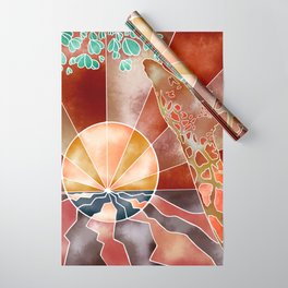 Sunset Giraffe Abstract Wrapping Paper