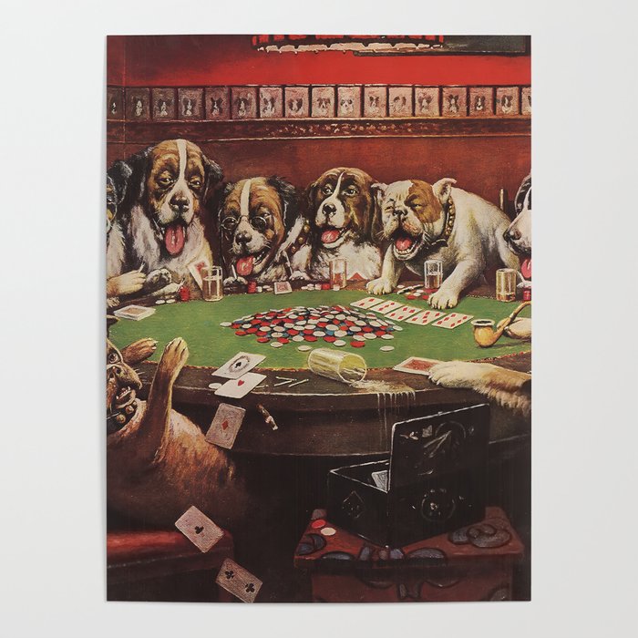 Poker Sympathy - Cassius Marcellus Coolidge Dogs Playing Poker Painting Poster
