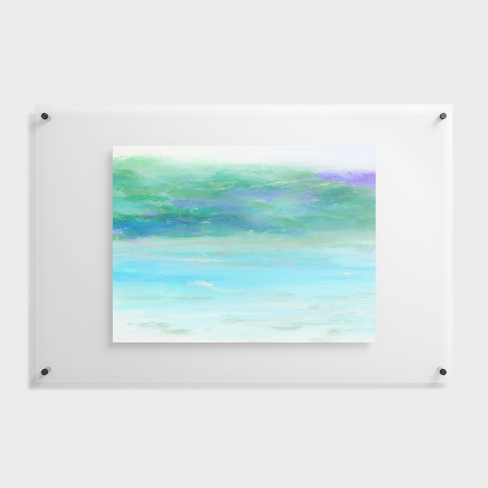 Water Land Soft Bright Oil Pastel Drawing Floating Acrylic Print