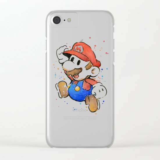 Mario Watercolor Clear iPhone Case