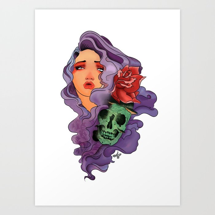 skull girl Art Print