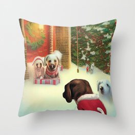 Christmas Pups Throw Pillow