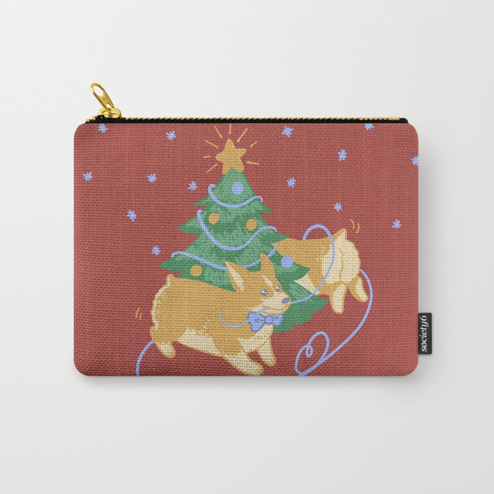 Two Mischievous Corgis Decorate Xmas Tree Carry-All Pouch