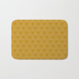 Dotted Scallop in Gold Bath Mat | Yellow, Mustard, Dots, Handdrawn, Scale Pattern, Scallop, Scallop Pattern, Gold, Abstract, Scales 
