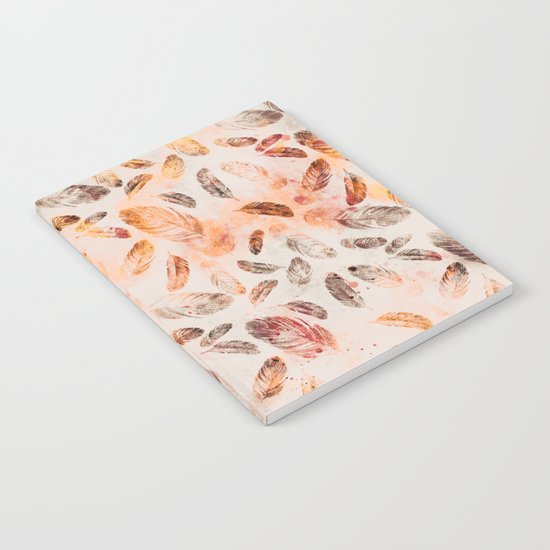 Autumn Feathers watercolor pattern Notebook