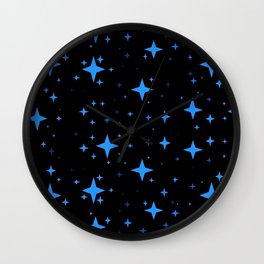 Bright Blue  Stars in Space Wall Clock