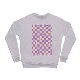 Happy Checkered pattern lilac Crewneck Sweatshirt