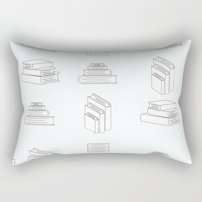 Stack of Books White Flat Design Seamless Pattern Rectangular Pillow