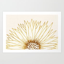 Gold Sunflower Floral Illustration Art Print
