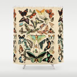 Papillon I Vintage French Butterfly Charts by Adolphe Millot Shower Curtain