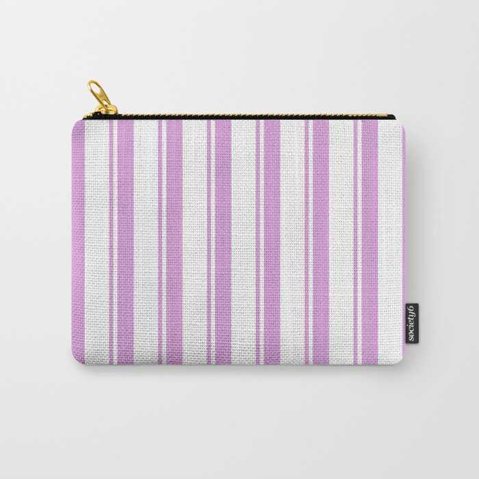 Plum & White Colored Lined/Striped Pattern Carry-All Pouch