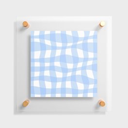 Warped Checkered Gingham Pattern (sky blue/white) Floating Acrylic Print