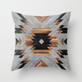 Urban Tribal Pattern No.6 - Aztec - Concrete and Wood Throw Pillow