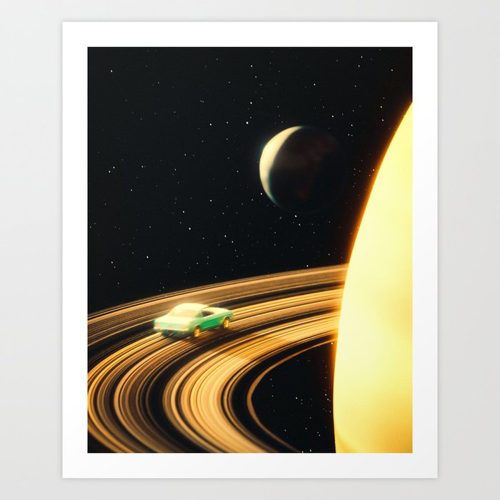 Saturn Highway - A Vintage, Retro-Futuristic Science Fiction Artwork Art Print