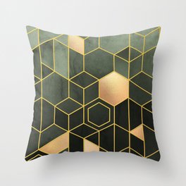 emerald ombre hexagons (i 2021) Throw Pillow