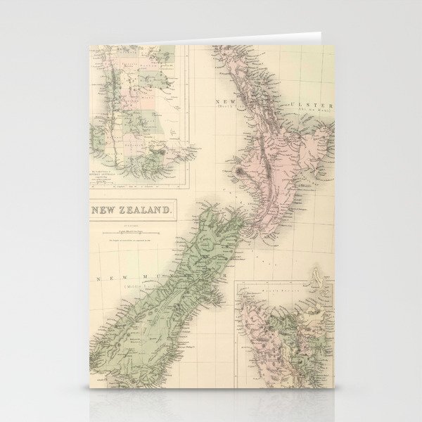 Vintage Map of New Zealand (1854) Stationery Cards