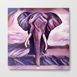Elephant Drinking Water Metal Print