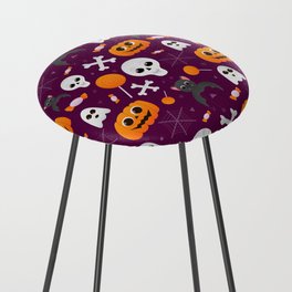 Halloween Cute Seamless Pattern with Pumpkins, Ghosts, Bats, Skulls and Sweets Counter Stool