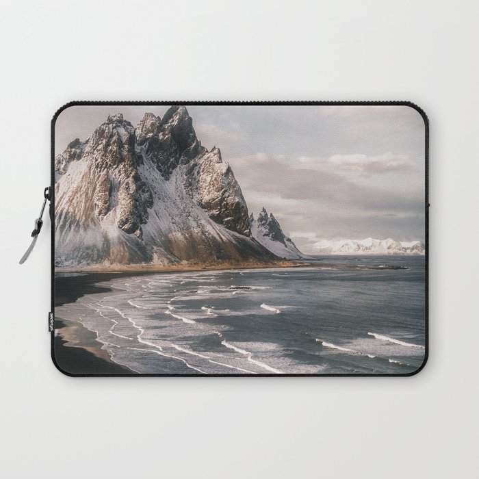 Stokksnes Icelandic Mountain Beach Sunset - Landscape Photography Laptop Sleeve