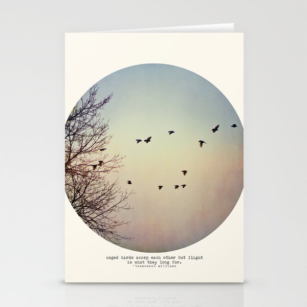 Circle Print Series - Caged Birds Stationery Cards
