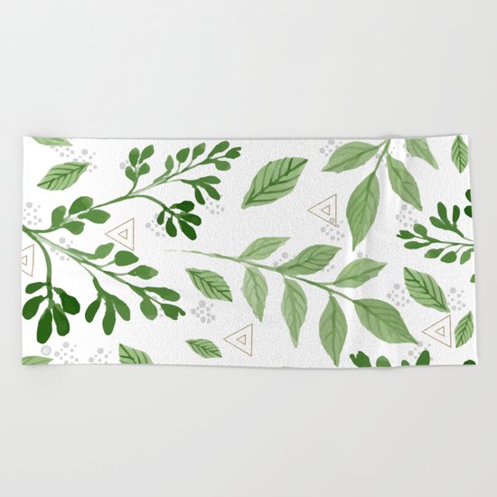 Plants with triangles Beach Towel