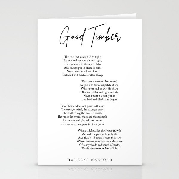 Good Timber - Douglas Malloch Poem - Literature - Typography 2 Stationery Cards