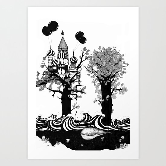 The Whale and The Balloons Art Print