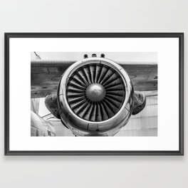 Vintage Airplane Turbine Engine Black and White Photography / black and white photographs Framed Art Print | Turbine, And, Transportation, Flying, Flight, Chrome, Black, Photographs, Plane, Travel 
