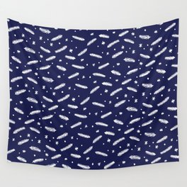 Christmas branches and stars - blue and white Wall Tapestry