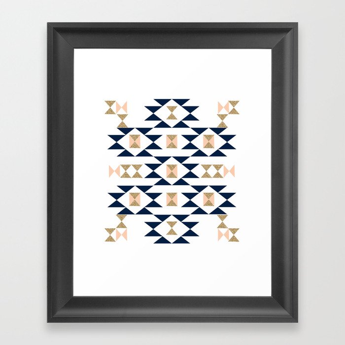 Jacs - Modern pattern design in aztec themed pattern navajo print textile cute trendy girl Framed Art Print