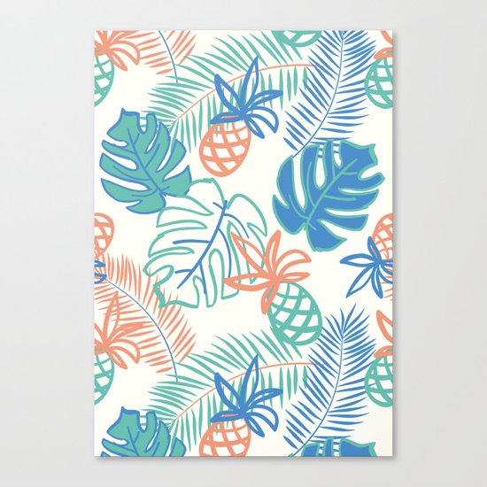 Pineapple pattern. Tropical foliage Canvas Print
