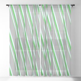 [ Thumbnail: Dark Gray, Light Cyan, and Lime Green Colored Lines Pattern Sheer Curtain ]