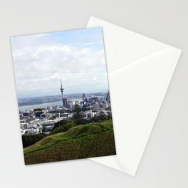 New Zealand Photography - Sky Tower Seen From  A Grassy Hill Stationery Card